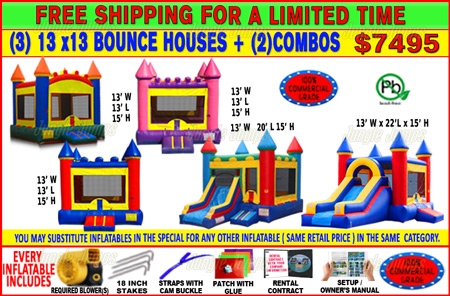 3 Bounce House and 2 Combo Pack