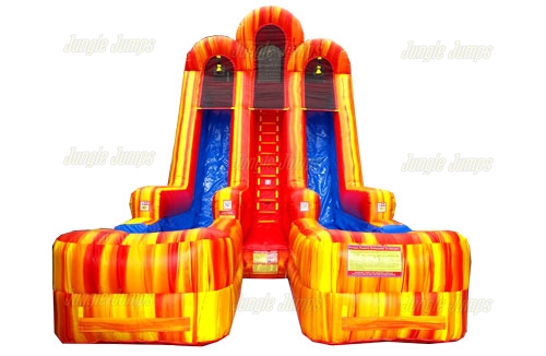 Double Lane Fire Marble Slide with Pool