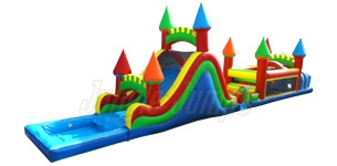 Inflatable Dual Castle Obstacle Course Wet/Dry IN-1158 image 1